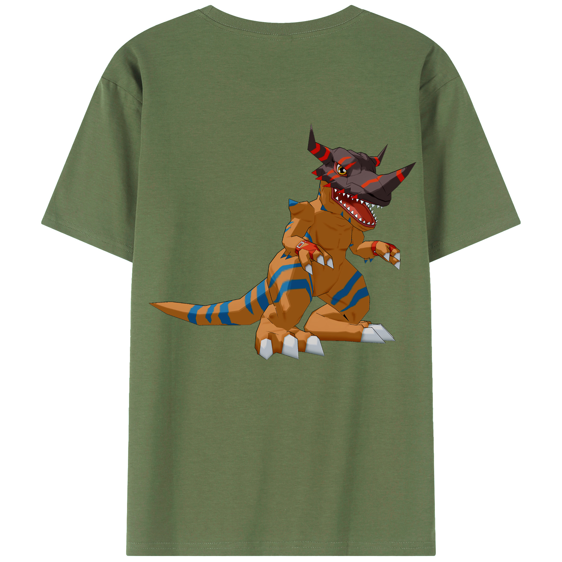 （画像用） Digimon デジタルモンスター/デジモン 綿100％ メンズ半袖Tシャツ（バックプリント） 通気性